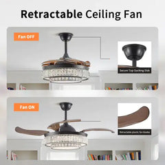 Modern LED Retractable Ceiling Fan With Light And Remote Control Unavailable Platform- Temu