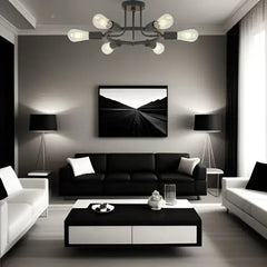 6 Lamps Modern Sputnik Lamp Semi Recessed Chandelier Black