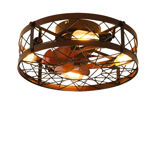 Cage Ceiling Fan With Light, Black, Recessed Ceiling Fan Light, Farmhouse Small Ceiling Fan With Light Fixture, Bedroom Reversible Fan - E26 Bulb Included -Unavailable Platform - Amazon - Temu