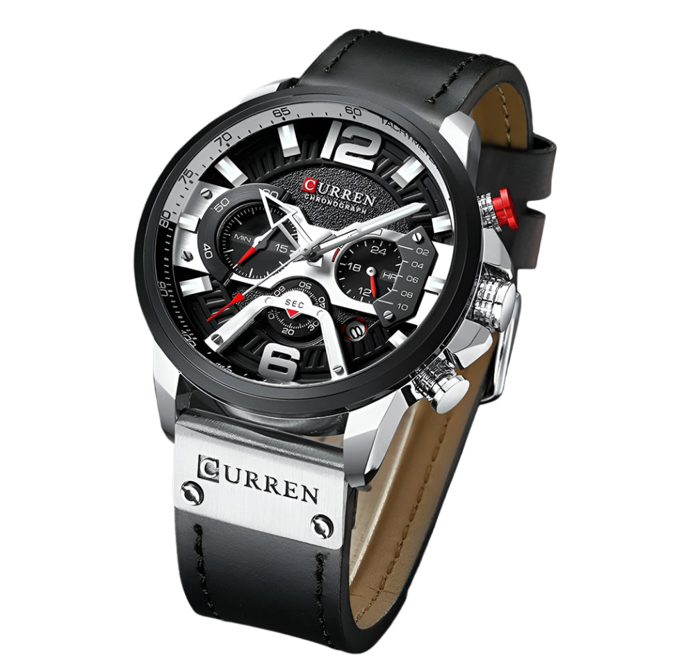 Military Leather Chronograph Wristwatch