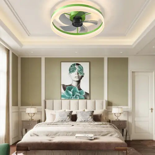 Ceiling Fan With Light Dimmable LED Recessed Mount Slim Modern Ceiling Fan Unavailable Platforms- Temu
