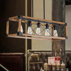 5 Lights Vintage Farmhouse Chandelier For Kitchen, Living Room, Dining Room Walnut - No Bulbs  Unavailable Platforms- Temu