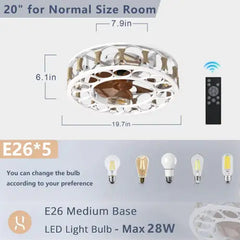 Cage Ceiling Fan With Light Remote Control, Semi-recessed Modern Ceiling Fan, 6 Speed Reversible Blades, 4 LED Bulbs Included Unavailable Platforms- Temu