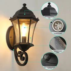 Outdoor Waterproof Glass Retro Wall Light Support Many Types Of Bulbs ...